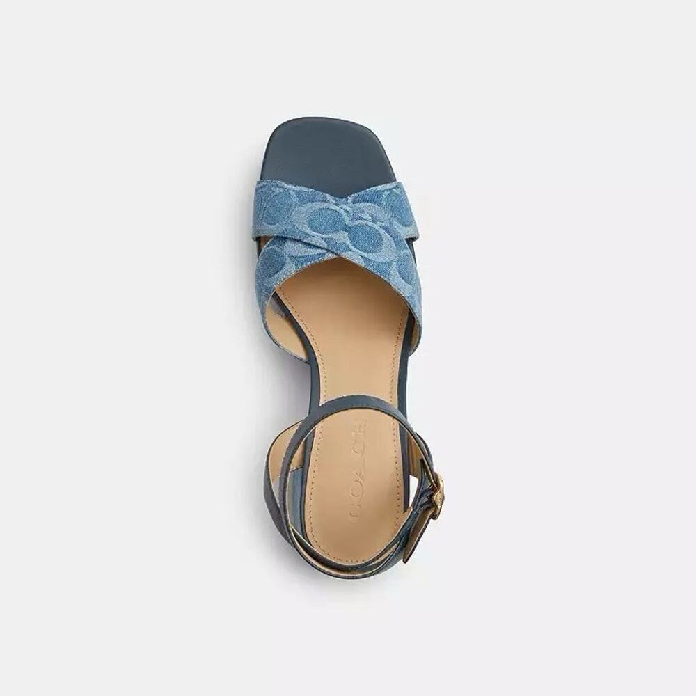 NEW COACH Women Block Heel Sandal In Signature Denim Indigo CDF88 us 7.5 - Picture 10 of 10